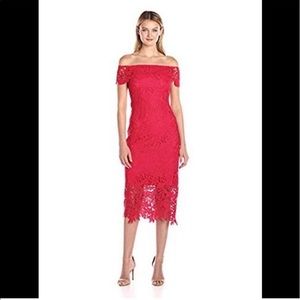 SHOSHANNA LACE MADISON MIDI DRESS ORANGE